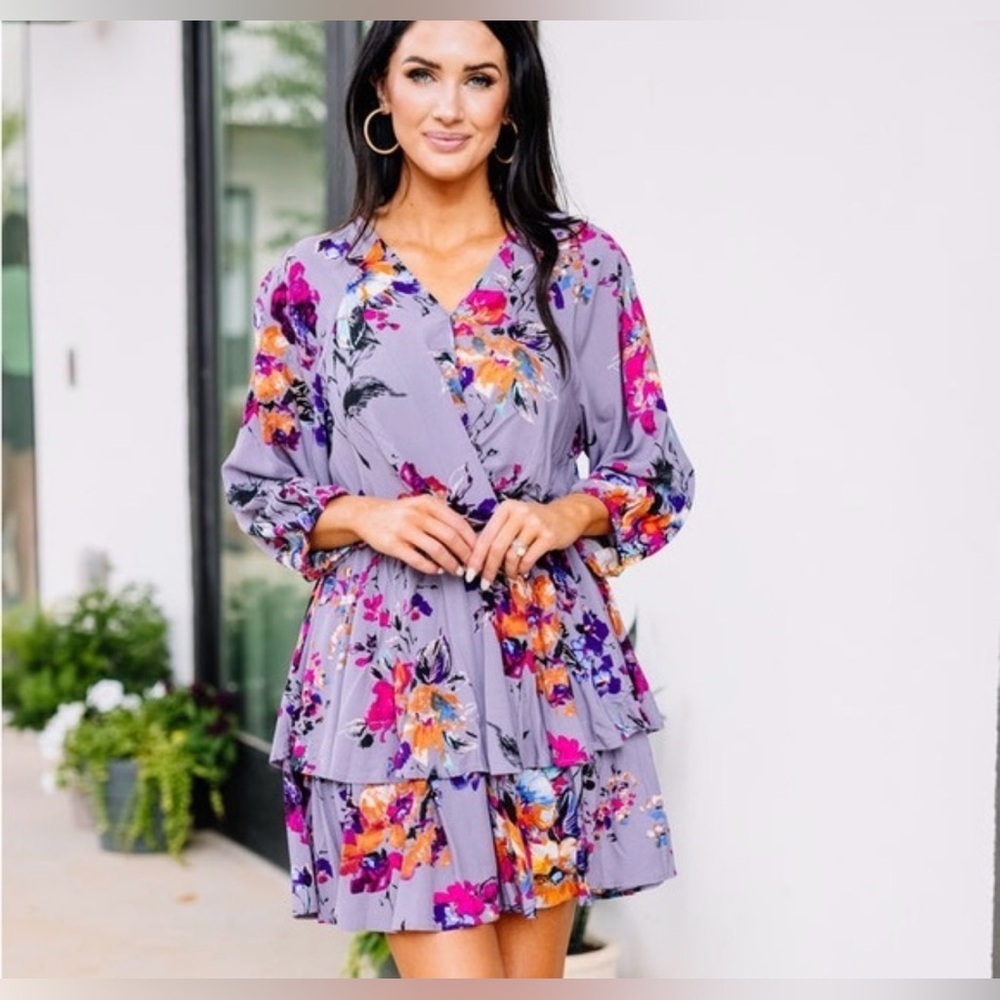 Umgee Floral Feminine Romantic Tiered Spring Mini Dress NWT XL Date Night
